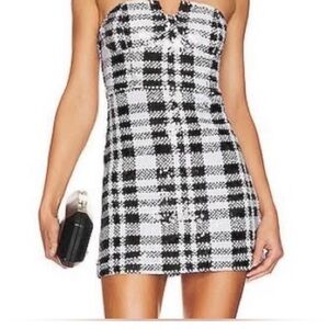 Steve Madden Sequin Black and White Plaid Dress